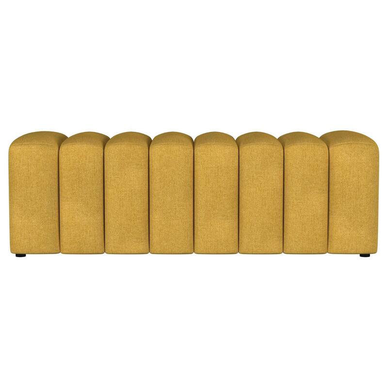 Sanna Accent Bench, Modern Channel Tufted Yellow Fabric, 54 Inch