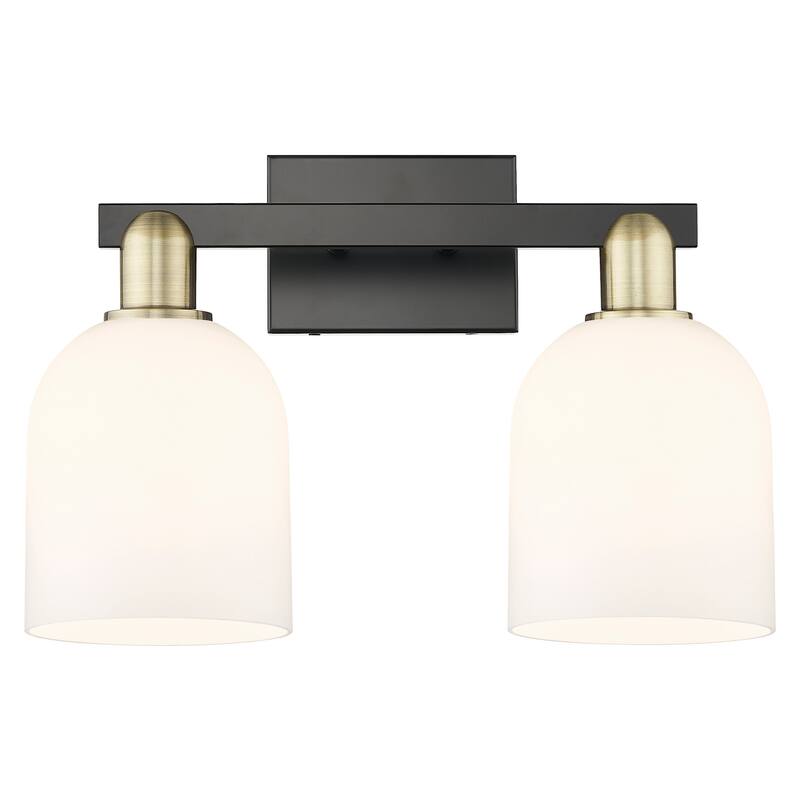 Innovations Lighting 716-2W-12-17 Bella Vanity Bella 2 Light 17" Wide - Black Antique Brass / White