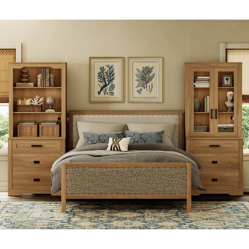 3 Tier Bookcase with Drawer,73.3" Tall Floor Standing Bookshelf