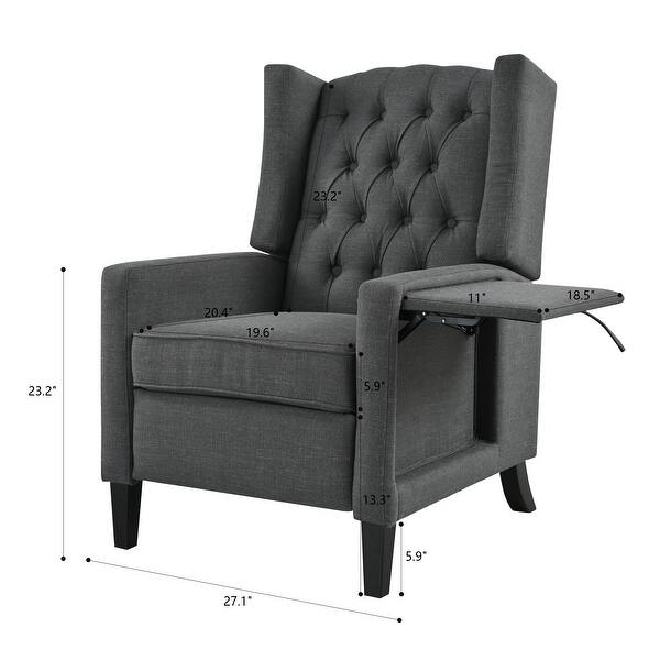 dimension image slide 1 of 6, Manual Adjustable WingBack Recliner Chair, with Foldable Side Table, USB Charging Ports, PushBack Reclining Chairs