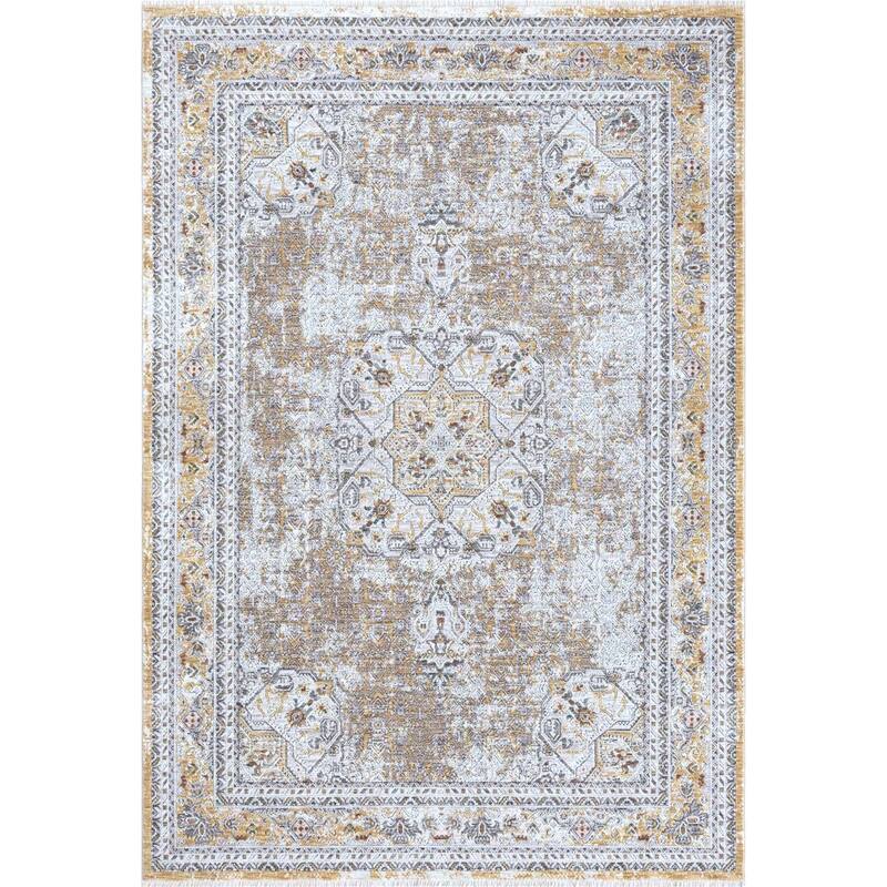 HR Rug Traditional Rug Floor Mat Thin and Soft Floral Print Carpet
