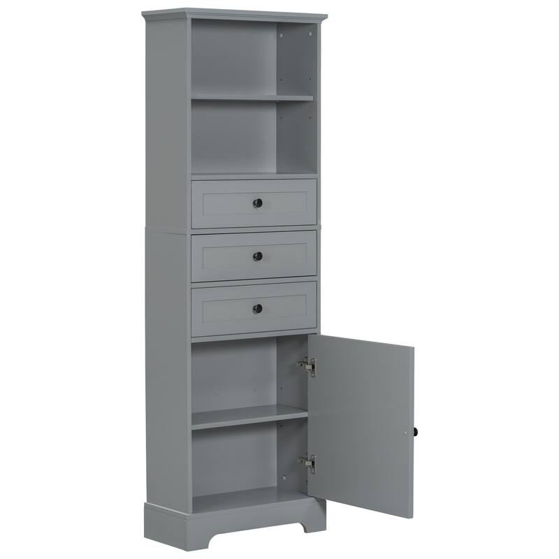 GDFStudio - Kael 67" Tall Storage Cabinet with Drawers & Adjustable Shelves, Modern MDF Organizer