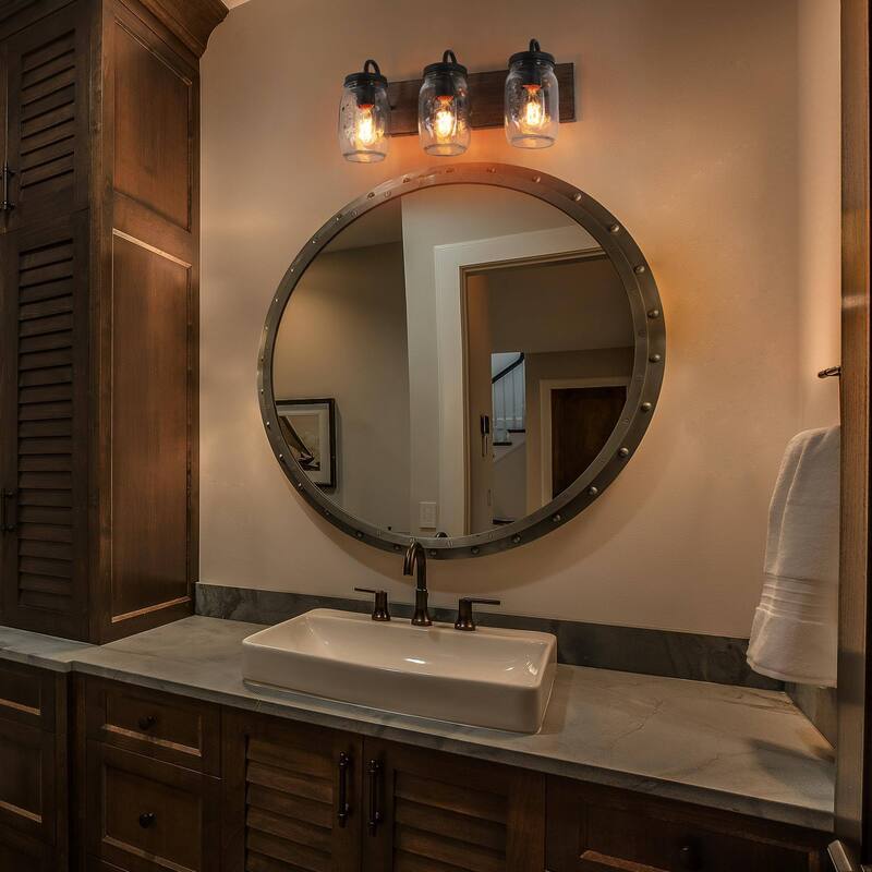 Kole Modern Farmhouse 3-Light Bathroom Vanity Light Mason Jar Wall Sconce - 18"L x 9"H