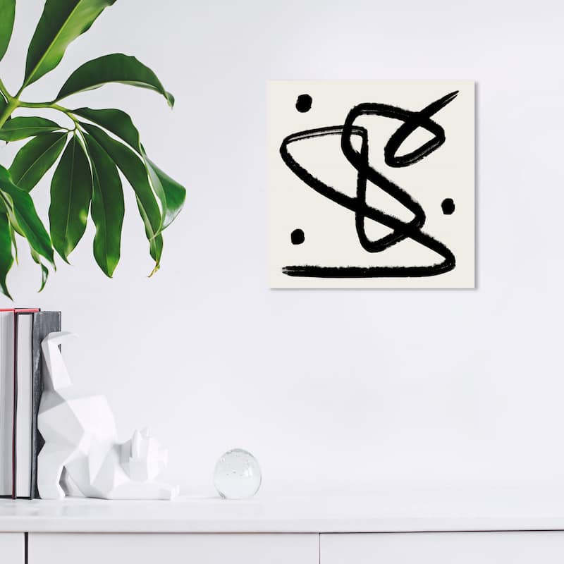 Wynwood Studio Prints Abstract Dreaming in Lines I Black and Cream White Modern & Contemporary Wall Art Canvas Print - 12 x 12