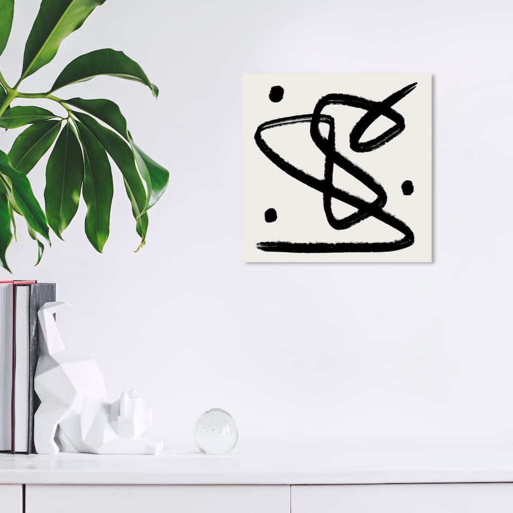 Wynwood Studio Prints Abstract Dreaming in Lines I Black and Cream White Modern & Contemporary Wall Art Canvas Print