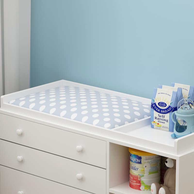 Timechee 47" Heavy Changing Table Drawers Dresser Chest White Cabinet