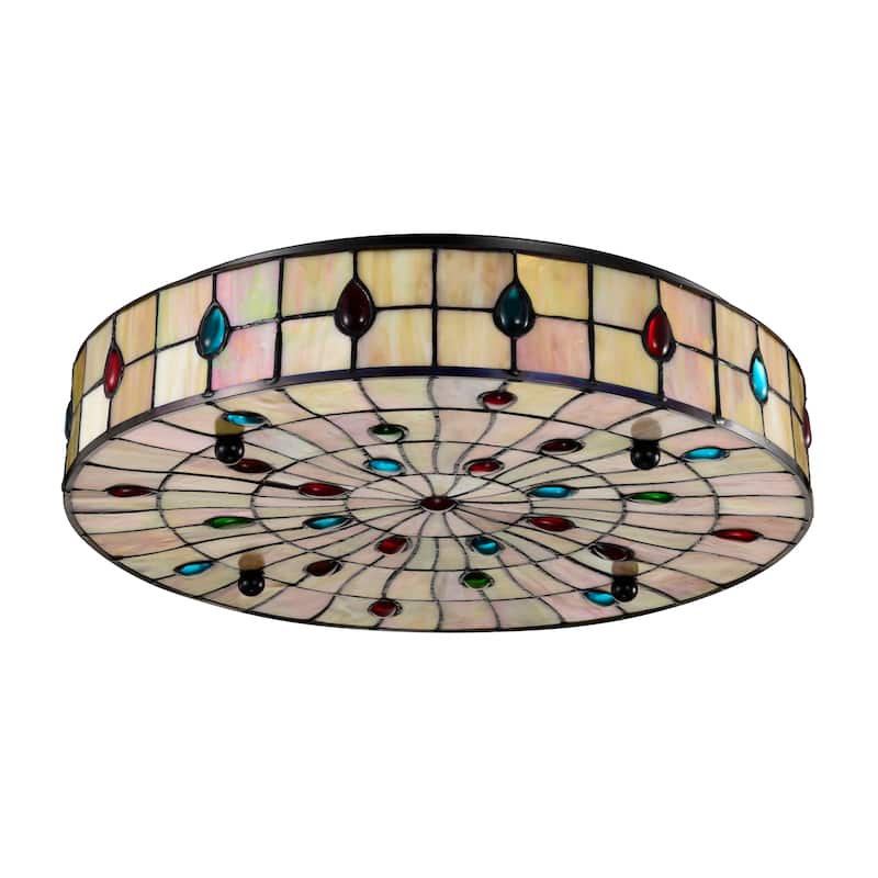 Brimsel Tiffany Style Stained Glass Flushmounted Ceiling Lamp