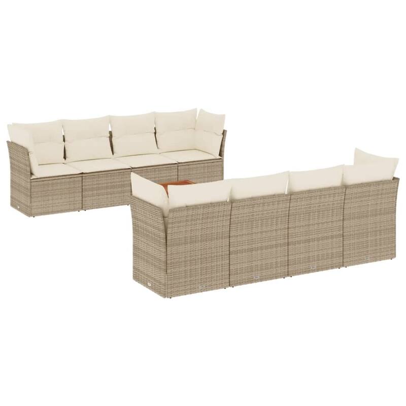 vidaXL Patio Sofa Set with Cushions Outdoor Furniture 9 Piece Poly Rattan - 21.7 x 21.7 x 14.6
