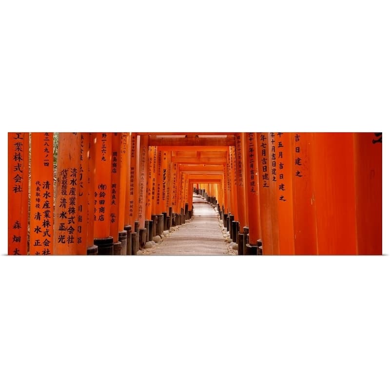 "Tunnel of Torii Gates Fushimi Inari Shrine Kyoto Japan" Poster Print - Multi