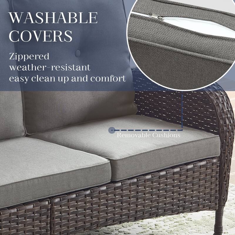 Pocassy Patio Outdoor Sofa Swivel Chairs with Ottman Table Set