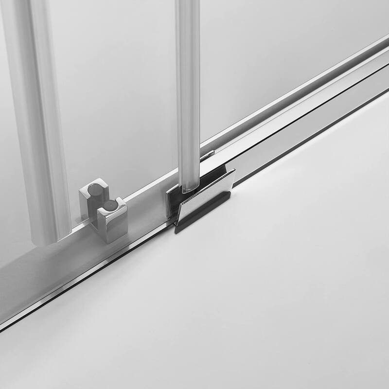 Serene Valley 60 x 74 Inch Square Rail Frameless Sliding Shower Door, Chrome - 60 x 74 inches