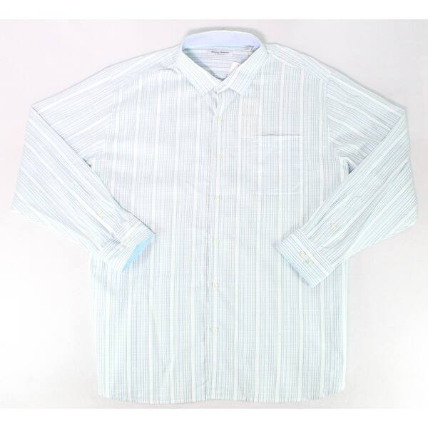 Shop Tommy Bahama Mens Shirt Green Size 3xl Striped Long Sleeve