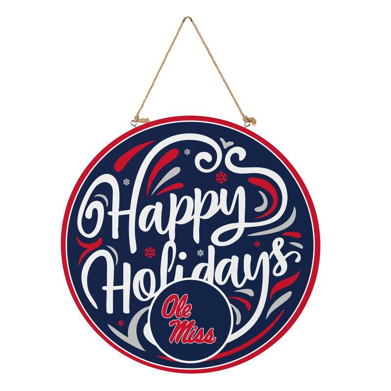 Ole Miss 18" x 18" Happy Holidays Door Décor Wall Sign - 18" x 18"