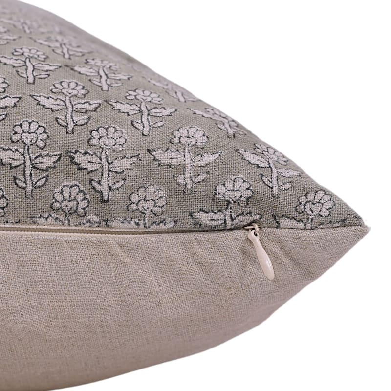 Linen Farmhouse Block print pillow Cover Riva