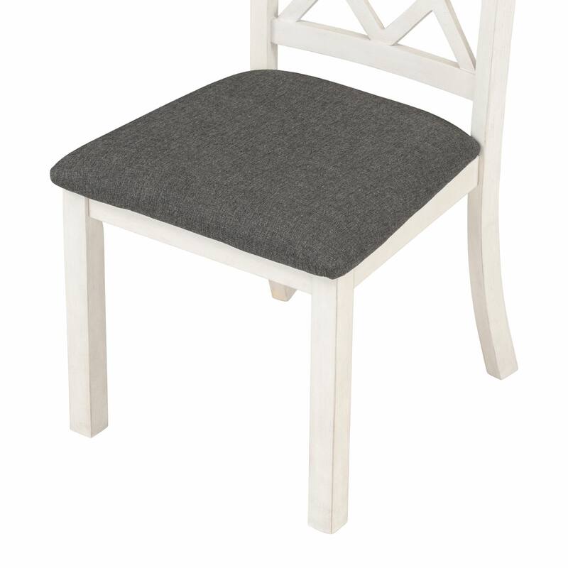 6-Piece Wood Dining Table Set, Kitchen Table Set with Upholstered Bench and 4 Dining Chairs