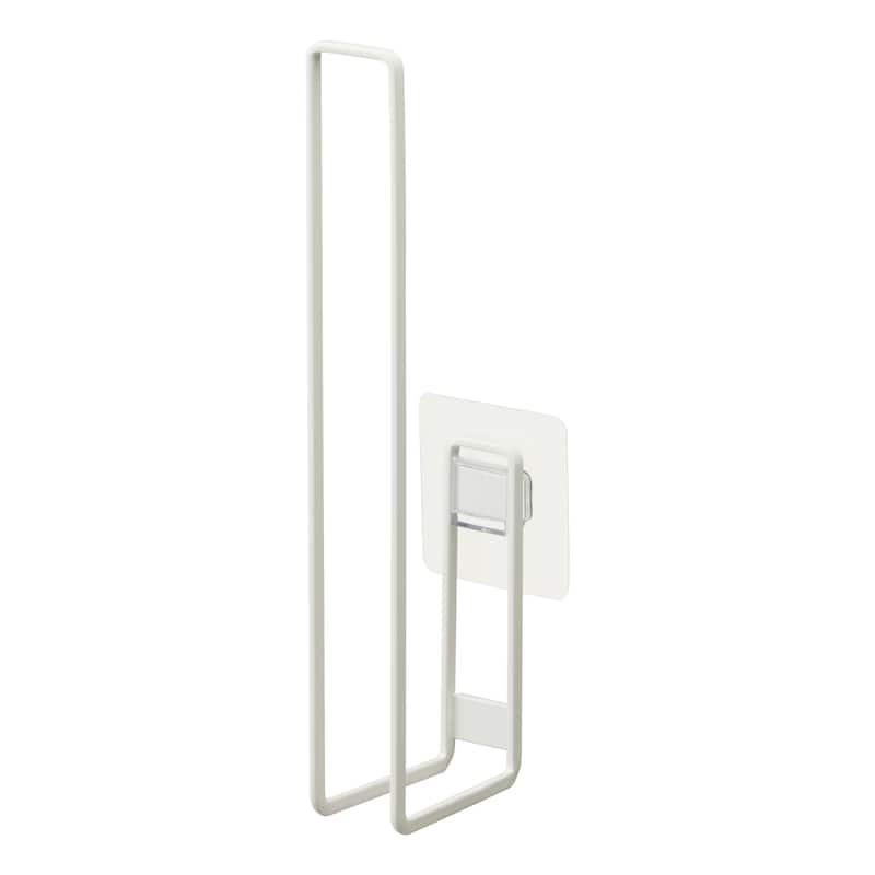 Yamazaki Home Traceless Adhesive Toilet Paper Holder, Steel, Holds 2.2 lbs - L 2.87 x W 1.46 x H 9.84 inches - White
