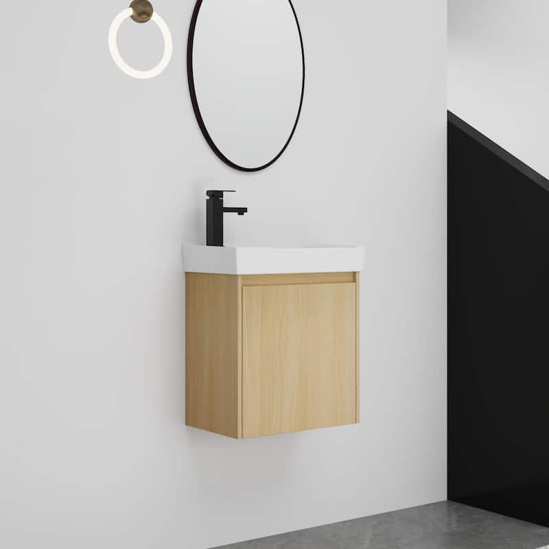 BNK 16"/20"/24"/30"/36" Single Sink Bathroom Vanity with Soft Close Door and Shelf