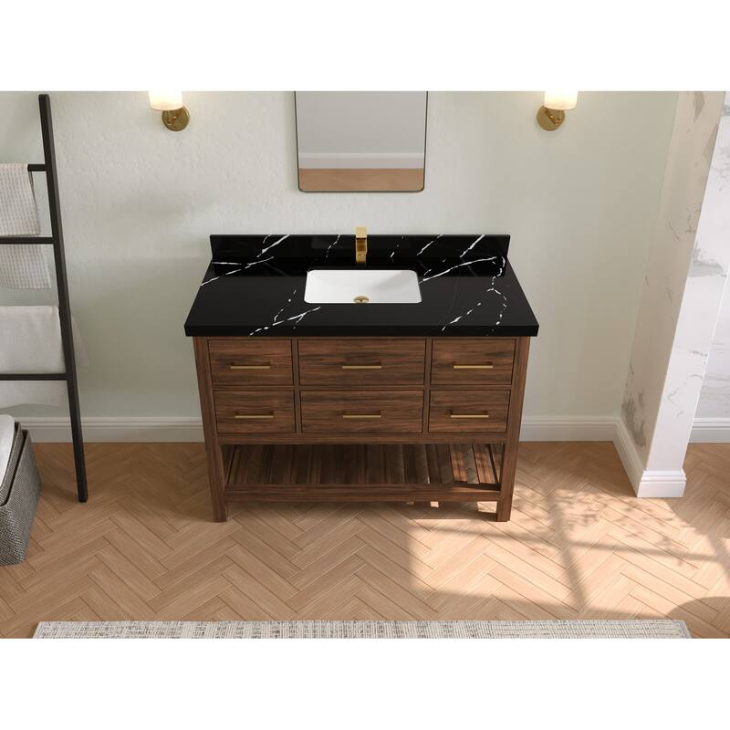 Willow Collections 48 in. W x 22 in. D Parker Solid Teak Single Sink Bathroom Vanity with Countertop