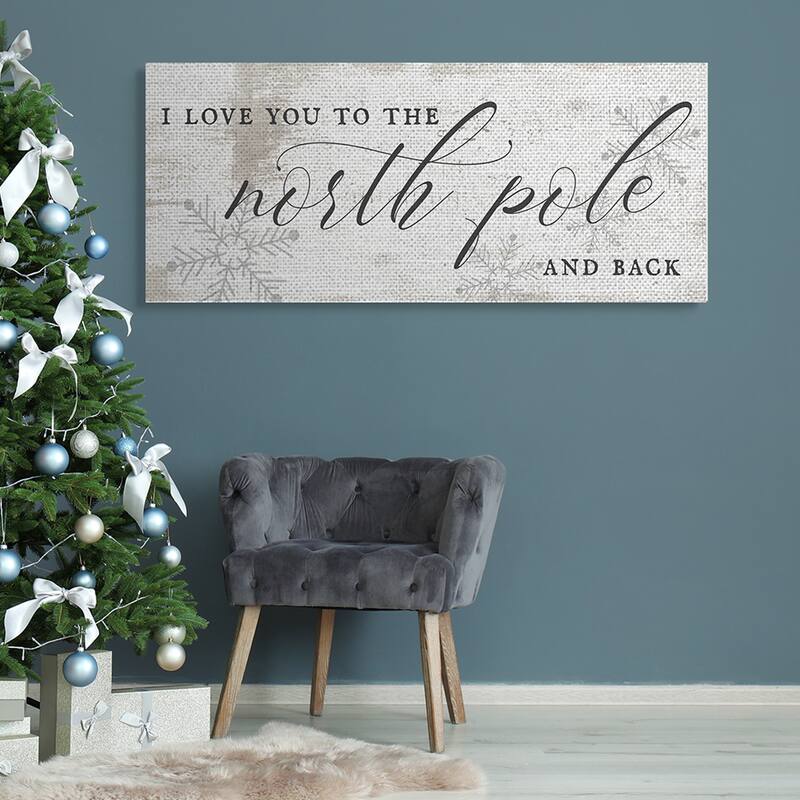 Stupell Love You to North Pole Phrase Romantic Christmas Canvas Wall Art