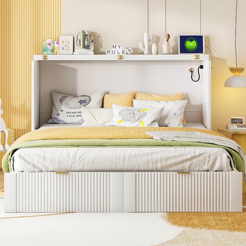 Queen Size Murphy Bed with a set of Sockets and USB Ports
