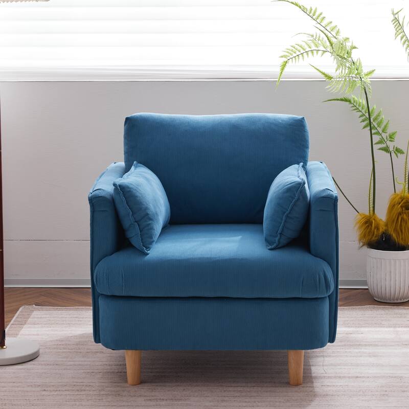Modern Accent Armchair Upholstered Sofa Club Chair with 2 Pillow