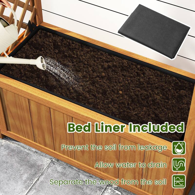 Gymax 2PCS Wooden Raised Garden Bed w/ Lattice Trellis Arched Roof