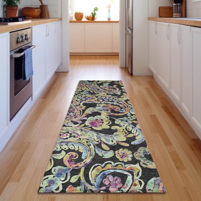 Premium Washable Super Soft Paisley Mayfield Rug - Black - 2' 3" x 7' 6" - Runner