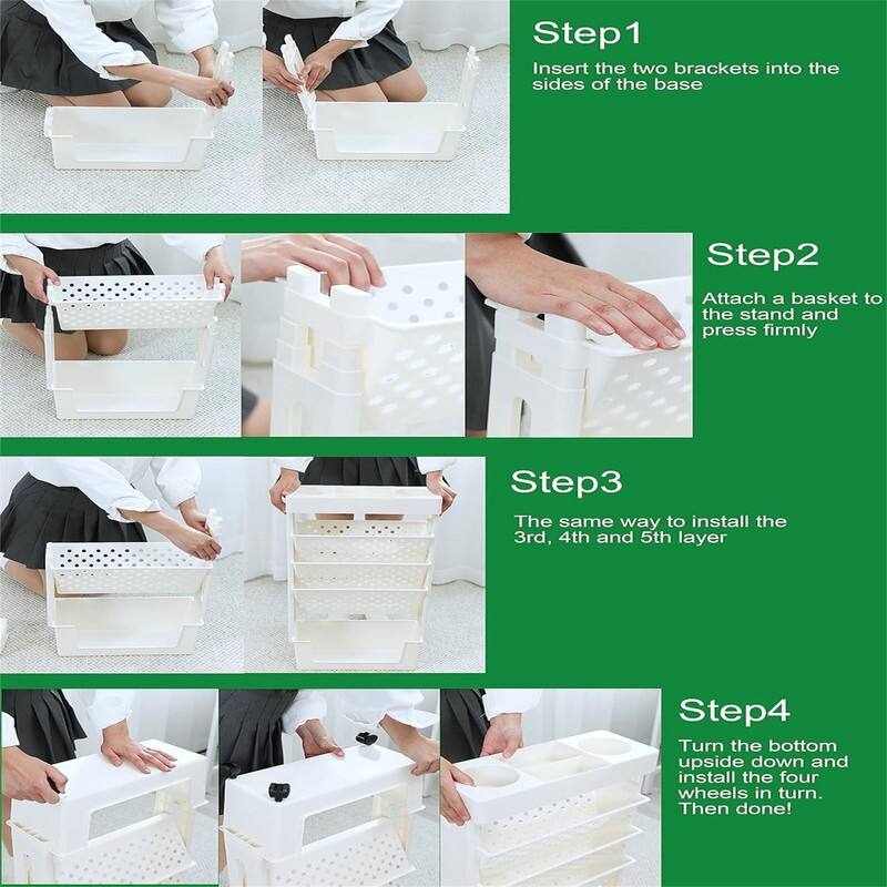 Pink Rolling Office Paper Organizer - 5.9"D x 14.7"W x 30.7"H