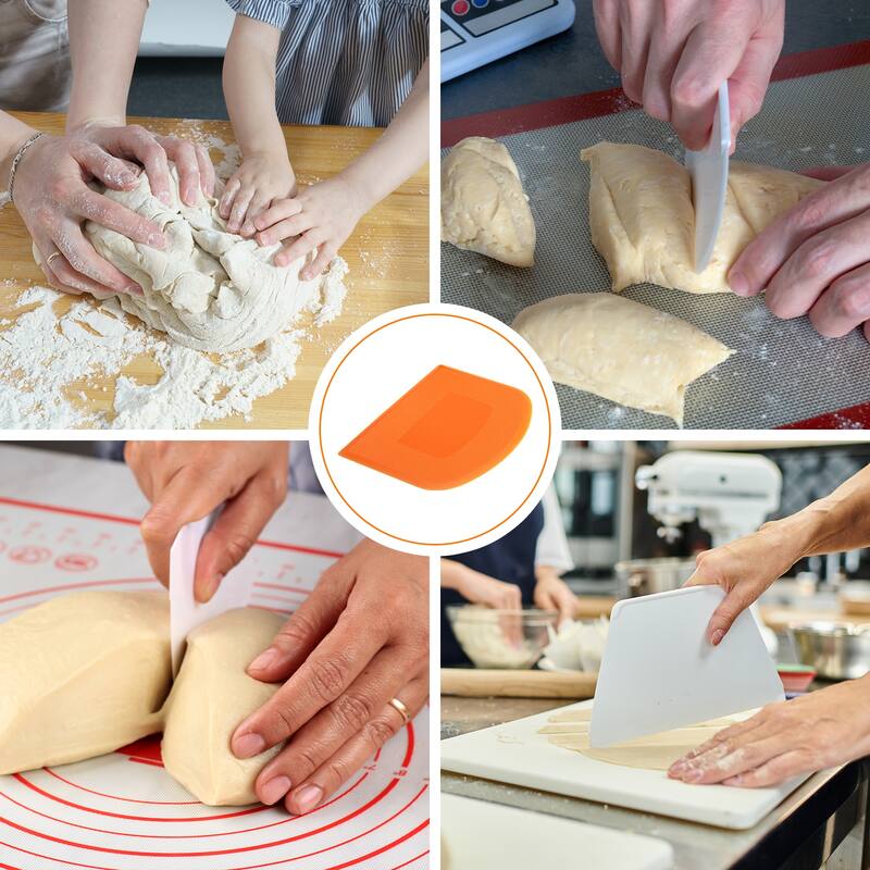4Pcs Plastic Cake Scraper Dough Cutter for Kitchen, Orange