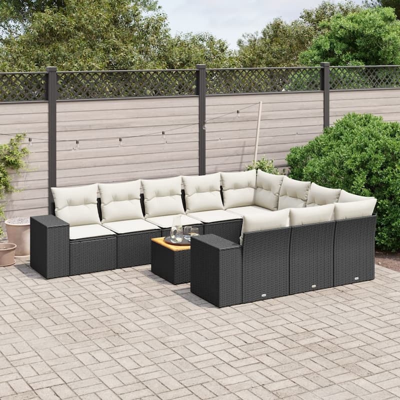 vidaXL Garden Sofa Set Black - Black and cream Large  - form2