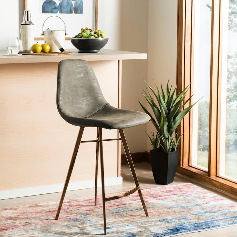SAFAVIEH Bluette -25 Inch Brown/ Copper Counter Stool - 17" x 19" x 39" - 17Wx19Dx38H - Taupe/Copper