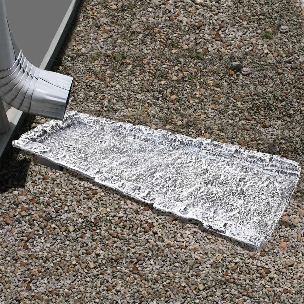 Slate Stone Rock Cast Aluminum Downspout Gutter 24 in. Splash Block