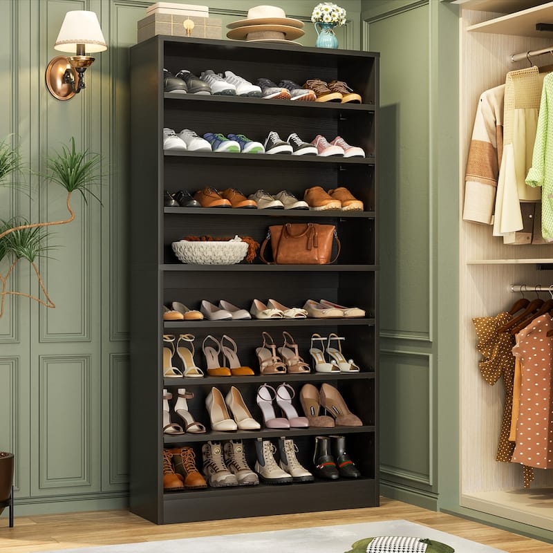 Cimly 45 Pairs Tall Shoe Cabinet, 9-Tier Wooden Shoe Storage Organizer with Adjustable Shelves