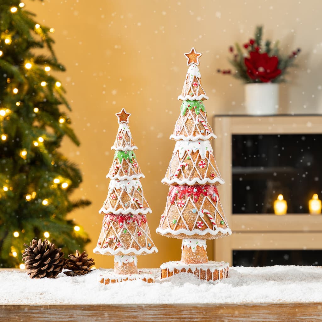 Glitzhome Set of 2 Resin Christmas Tree Table Decor
