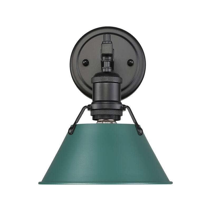 Golden Lighting 3306- BA1 BLK Orwell 10" Tall Bathroom Sconce - Matte Black / Pine Green Shades