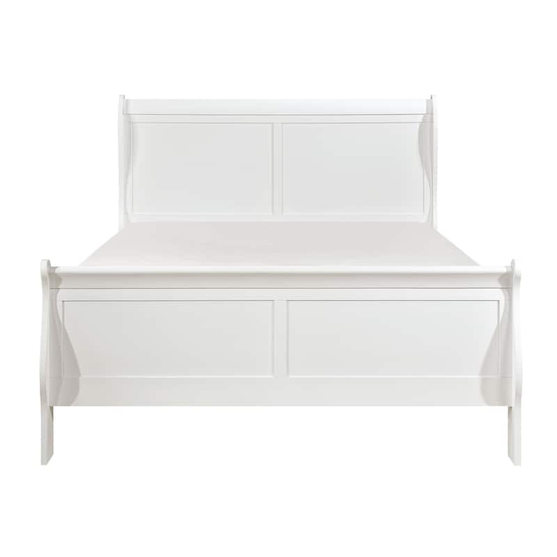 Vele Full Size Bed with Panel Headboard, Classic White Solid Wood Finish