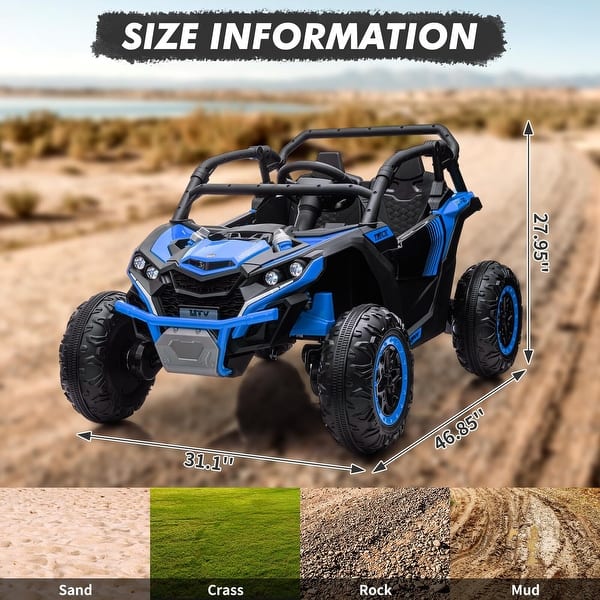 dimension image slide 3 of 4, 2 Seater Kids Electric Utv, 24V 4WD Ride On Car with Remote Control