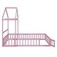preview thumbnail 32 of 54, Full Size Wooden Floor Bed with Fence Railings & Detachable House Shape Headboard, Kids Montessori Bed Frame for Girls Boys,Pink
