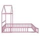 preview thumbnail 9 of 13, Pink Full Size Wooden Floor Bed with Fence Railings and Detachable Headboard