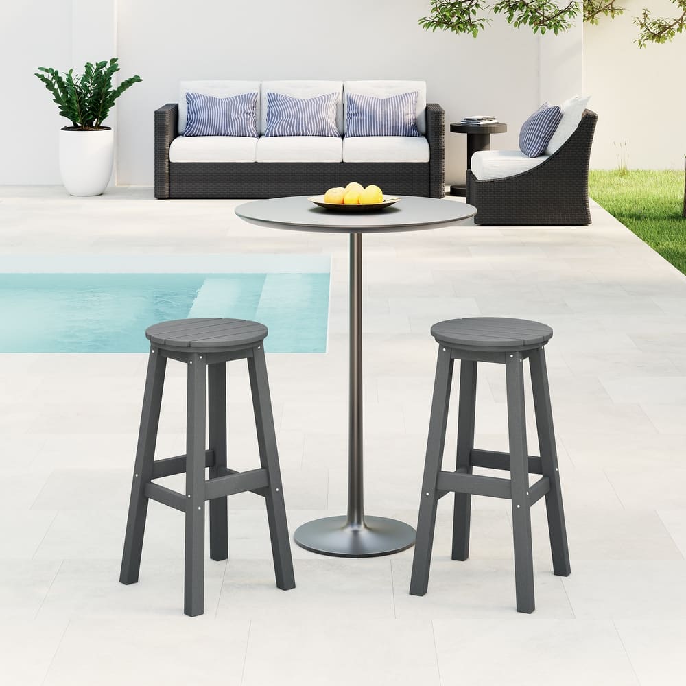 Laguna Hdpe All Weather Outdoor Patio 29" Round Bar Stool (Set Of 2)