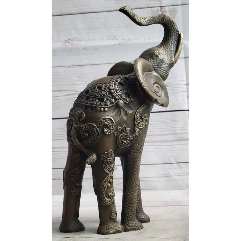 Decorative Indian Elephant Bronze Figure Statue Sculpture Hindu Design Handmade Art