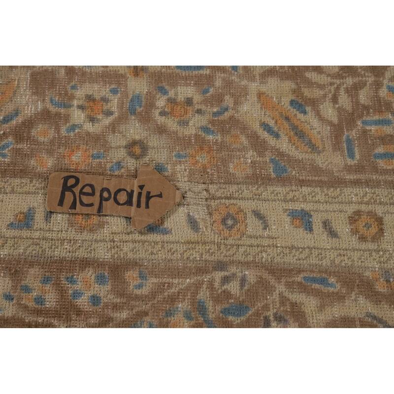 Brown Medallion Tabriz Persian Area Rug Handmade Floral Wool Carpet - 9'7"x 12'3"