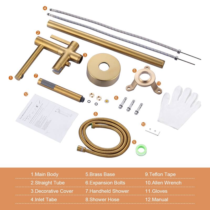 WOWOW Freestanding Bathtub Faucet with Handheld Shower in Modern