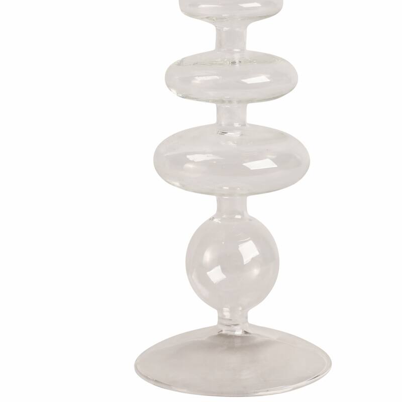 Modern Bubble Glass Candle Holder with Rounded Accent Base
