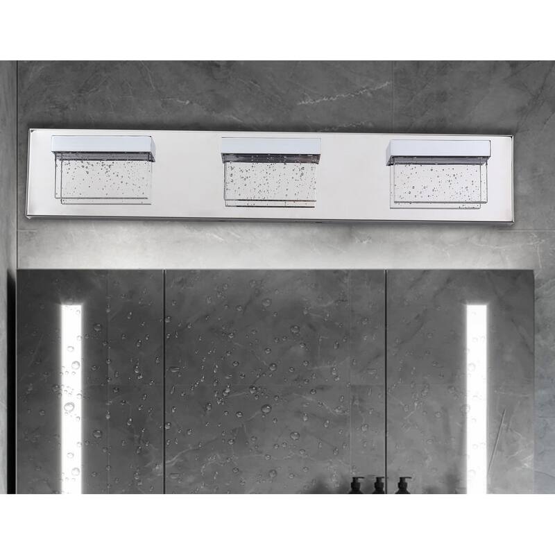 Modern 3-Light Creative Square Bubble Glass Shape Vanity Lighting Fixture