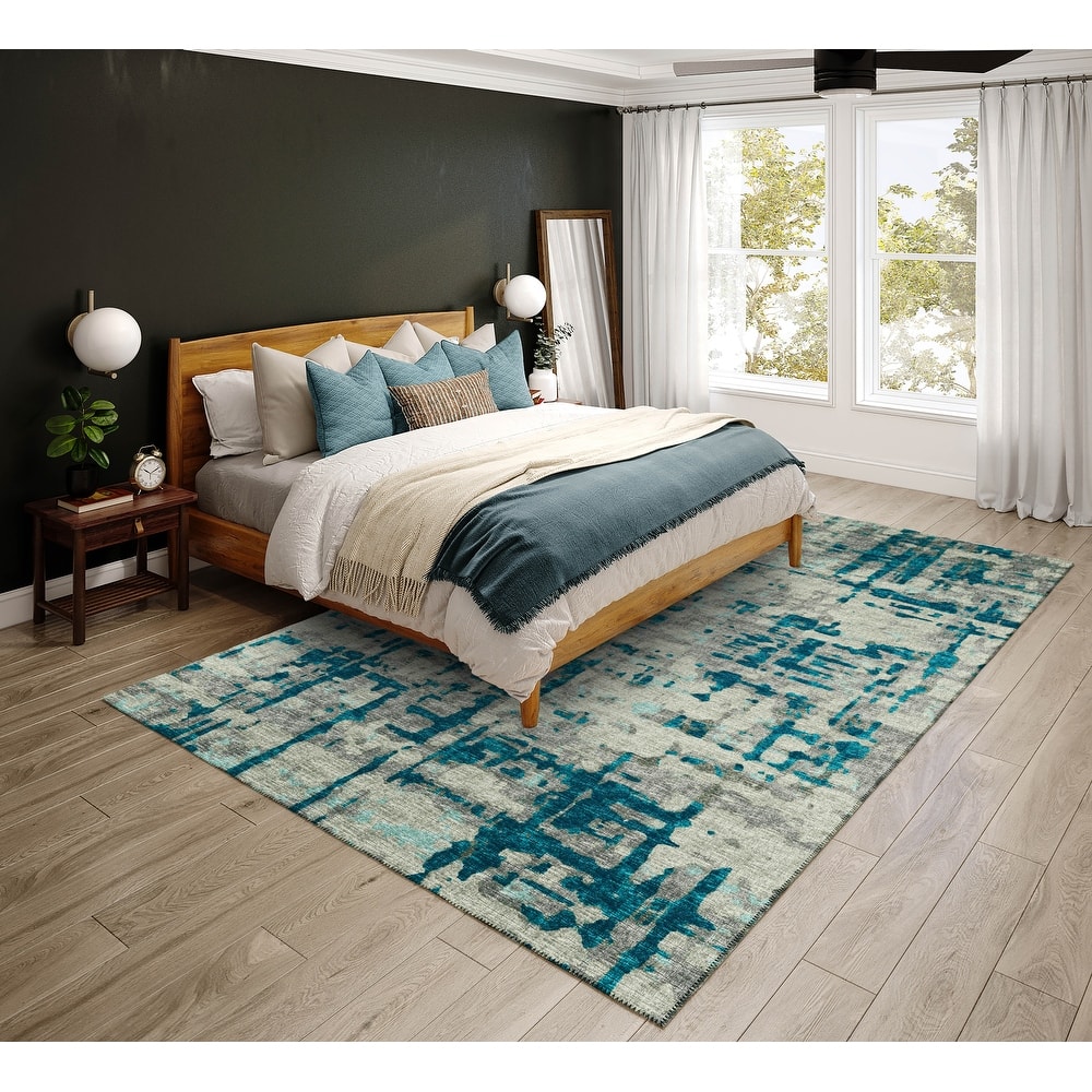 Indoor/ Outdoor Bravado Abstract Crosshatch Caramel Washable Area Rug
