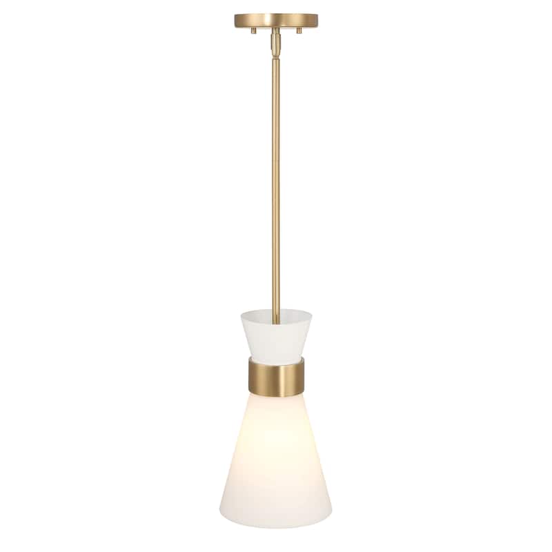 Kit Tapered Opal Glass and Metal Ceiling Light - 7.0"L x 7.0"W x 12.0"H