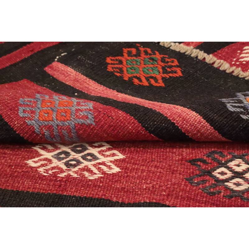 Hand Woven Oriental 100% Wool Carpet Southwestern Tribal Red Kilim Area Rug - 11' 0'' X 7' 0''