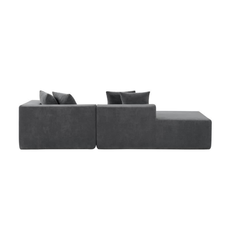 Modular Sectional Couch, Boneless L Shaped Cloud Sofa with Chaise Lounge, Corduroy Upholstered Couches