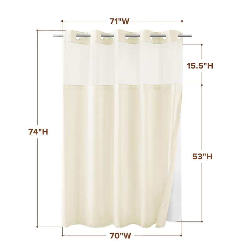 No Hook Embossed Shower Curtain with Snap-in Liner